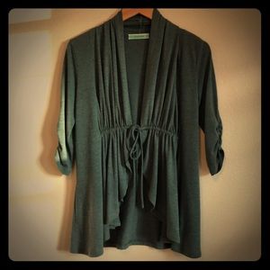 Pleione heathered teal open front sweater